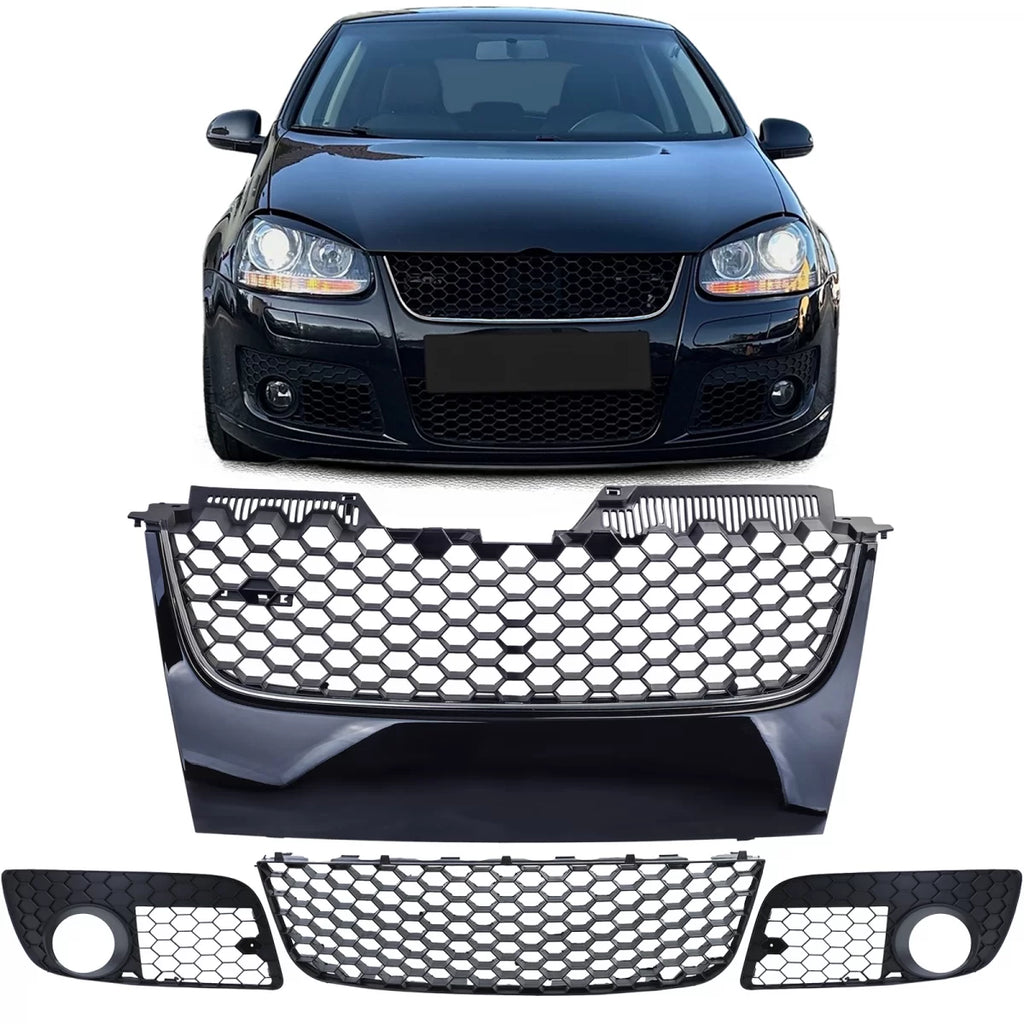Sport griglia con cromato striscia + paraurti rete per VW Golf 5 GTI 03-09