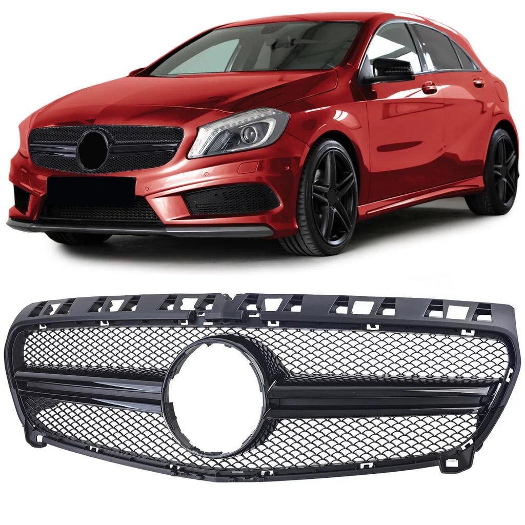 Sport griglia doppio bar Nero lucido per Mercedes Classe A W176 12-15