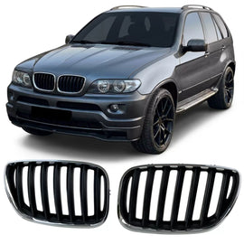 Sport griglia Griglia anteriore nero cromato compatibile per BMW X5 E53 1999-2003