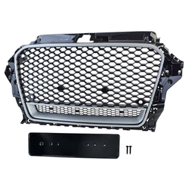 Sport griglia nido d’ape griglia nero lucido argento per Audi A3 tipo 8V 12-16