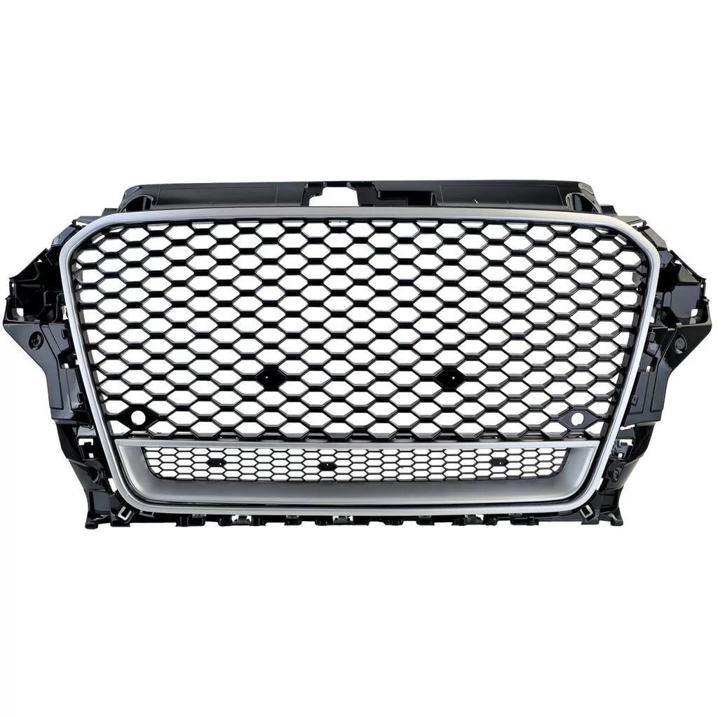 Sport griglia nido d’ape griglia nero lucido argento per Audi A3 tipo 8V 12-16