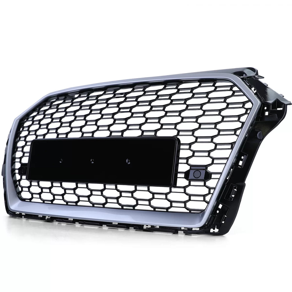 Sport griglia nido d’ape griglia nero lucido argento per Audi A3 8V 16-20 senza ACC
