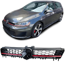 Carica l'immagine nel visualizzatore di Gallery, Sport nido d’ape radiatore griglia nero lucido con rosso modanatura per VW Golf 7 12-17 GTI