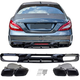 Sport posteriore diffusore con nero terminali di scarico compatibile Mercedes CLS C218 2014-2017