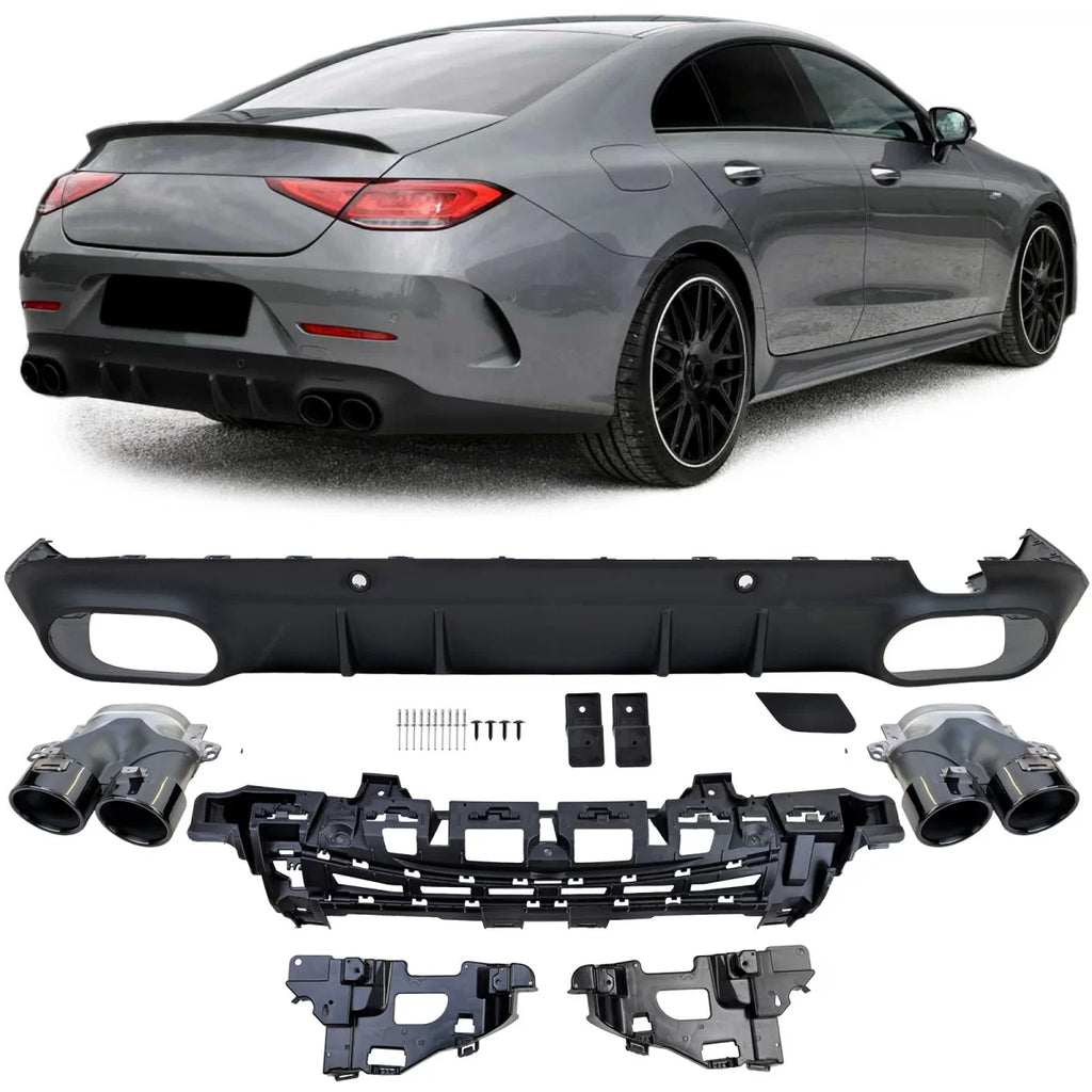 Sport posteriore diffusore + nero terminali di scarico per Mercedes CLS C257 2018-2023