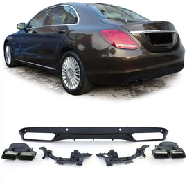 Sport posteriore diffusore con nero terminali di scarico per Mercedes W205 berlina 14-18