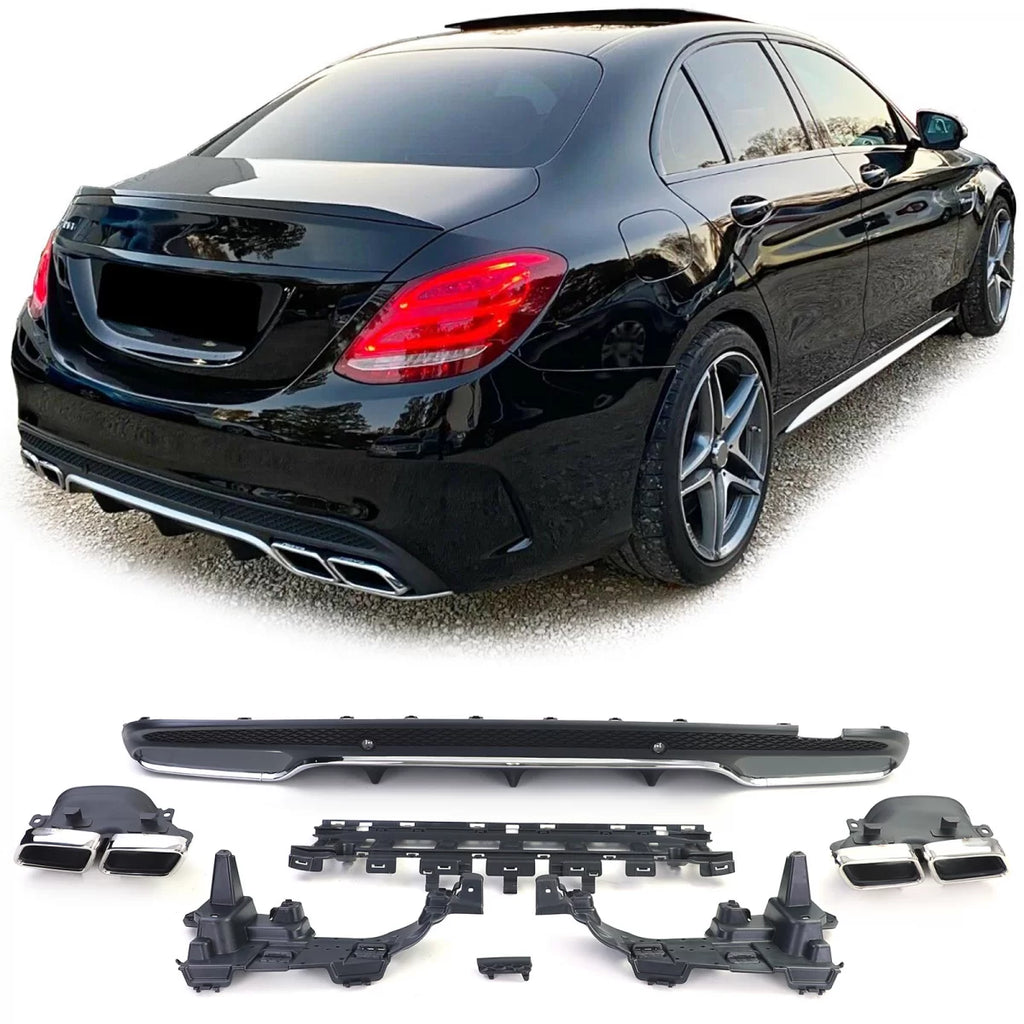 Sport posteriore diffusore con cromato terminali di scarico per Mercedes C W205 S205 berlina 14-18
