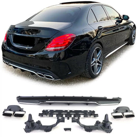 Sport posteriore diffusore con cromato terminali di scarico per Mercedes C W205 S205 berlina 14-18