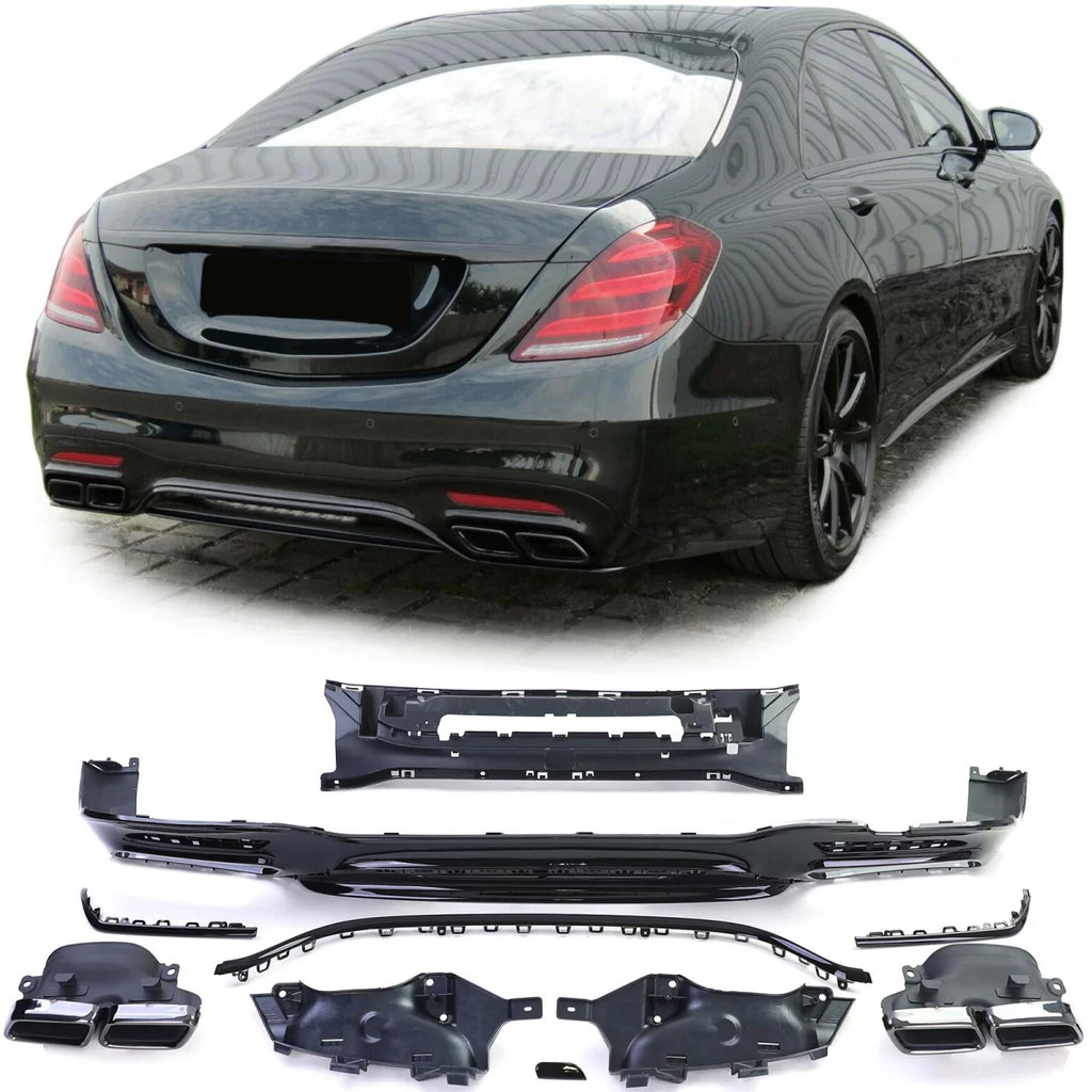 Sport posteriore diffusore con doppio nero terminali di scarico per Mercedes Classe S W222 17-20