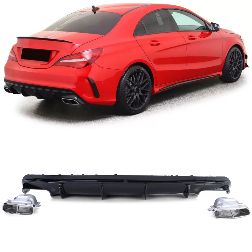 Sport posteriore diffusore Nero lucido con cromato terminali di scarico per Mercedes CLA C117 16-19