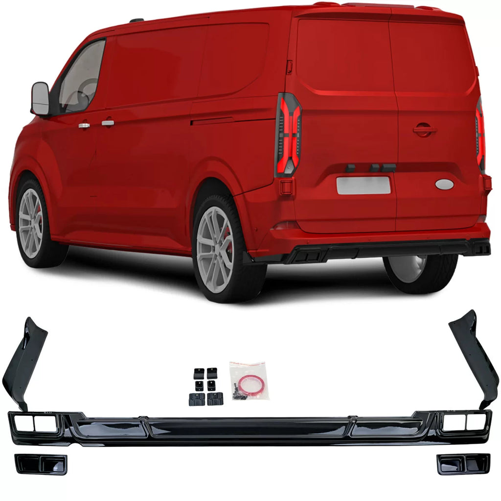 Sport posteriore diffusore Nero lucido per Ford Tourneo Transit Custom da 2023