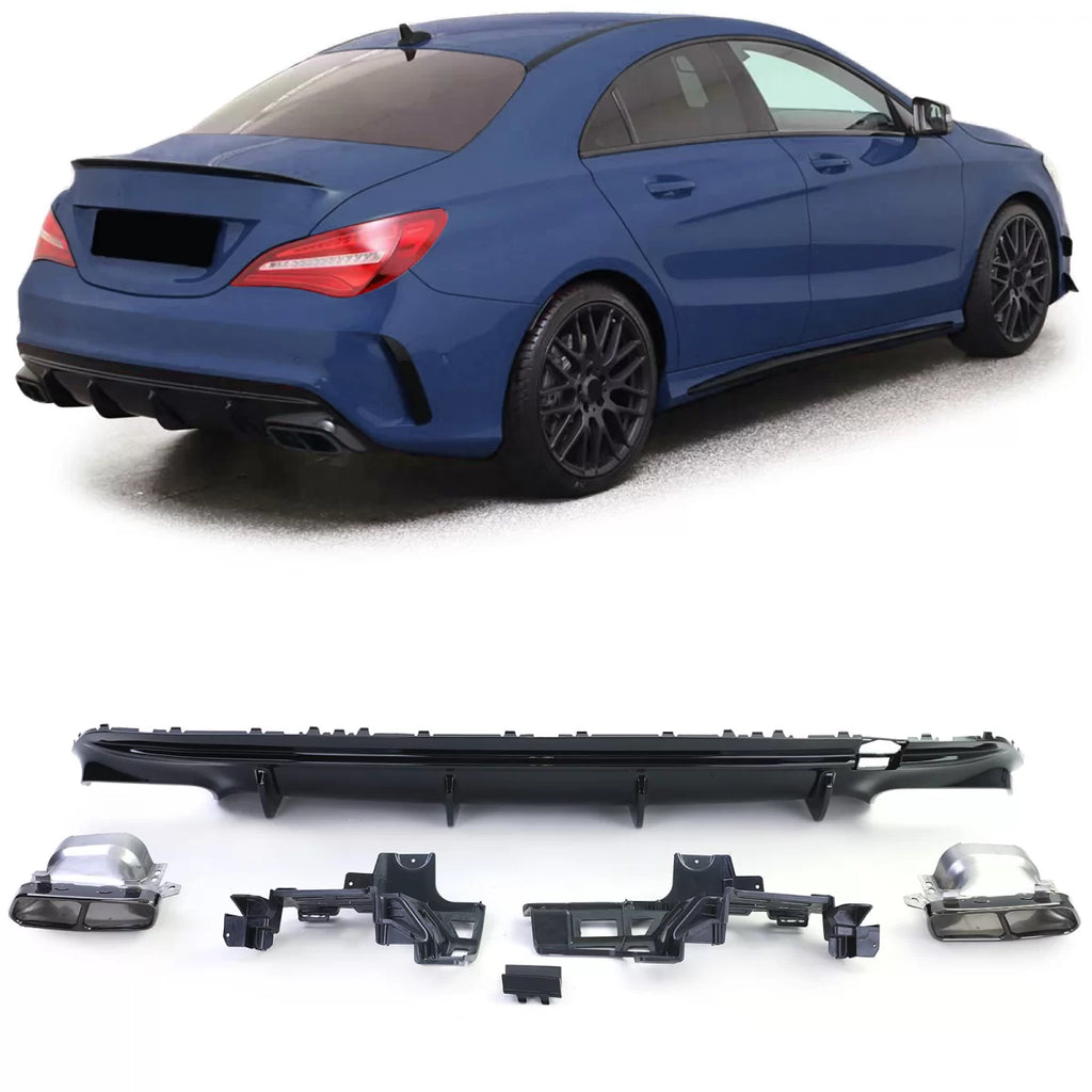 Sport posteriore diffusore Nero lucido terminali di scarico nero per Mercedes CLA C117 16-19