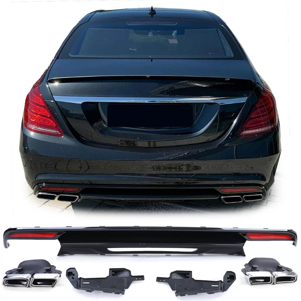 Sport posteriore diffusore Nero lucido con terminali di scarico per Mercedes Classe S W222 13-17