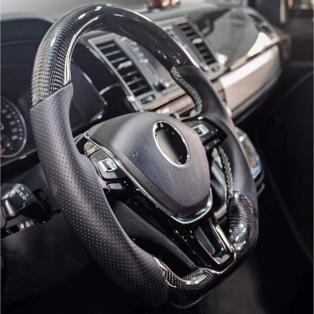 Sportivo Volante con autentico carbonio e perforated pelle per VW T6.1 senza shift palette