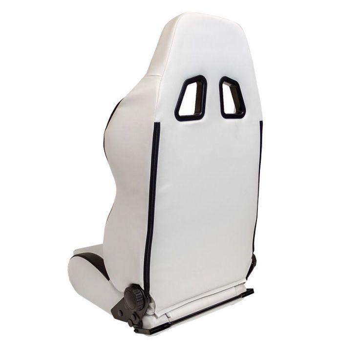 Sedile Sportivo Regolabile Type T Style SK-Import Bianco e Nero Pelle Sintetica - foto 2