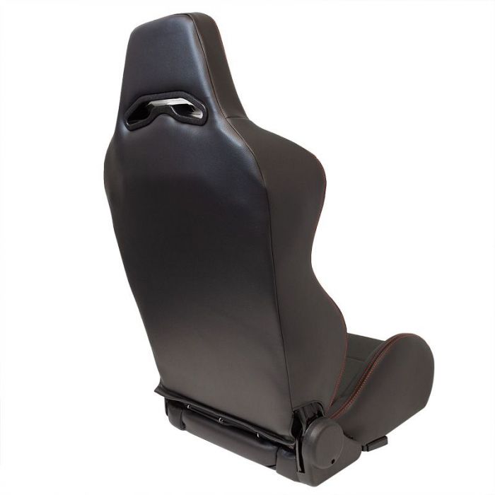 Sedile Sportivo Regolabile Eco Style SK-Import Nero e Rosso Pelle Sintetica Cuciture a Contrasto - foto 2