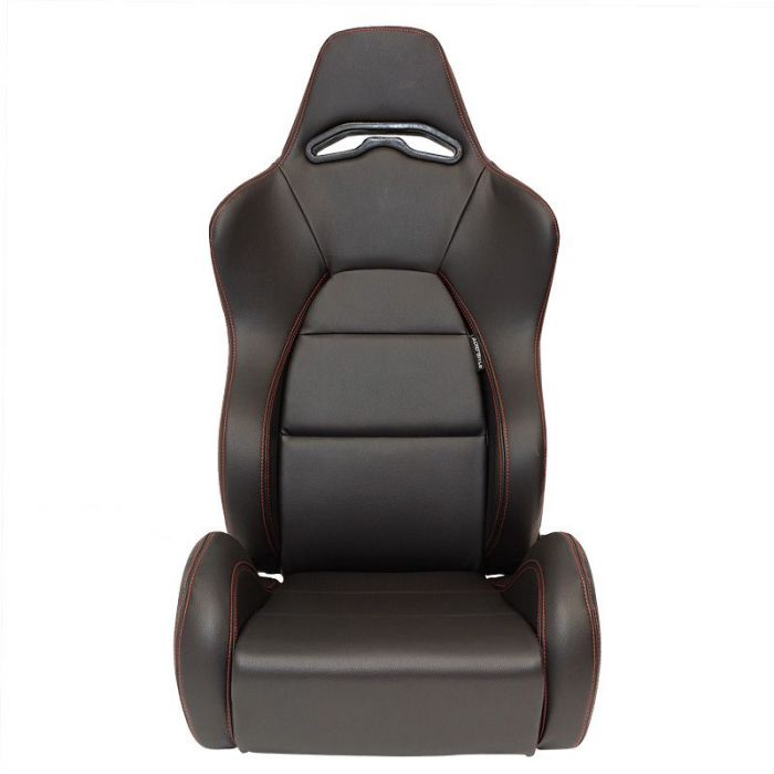 Sedile Sportivo Regolabile Eco Style SK-Import Nero e Rosso Pelle Sintetica Cuciture a Contrasto - foto 3