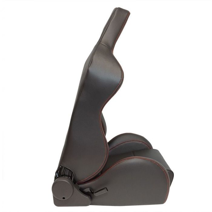 Sedile Sportivo Regolabile Eco Style SK-Import Nero e Rosso Pelle Sintetica Cuciture a Contrasto - foto 4