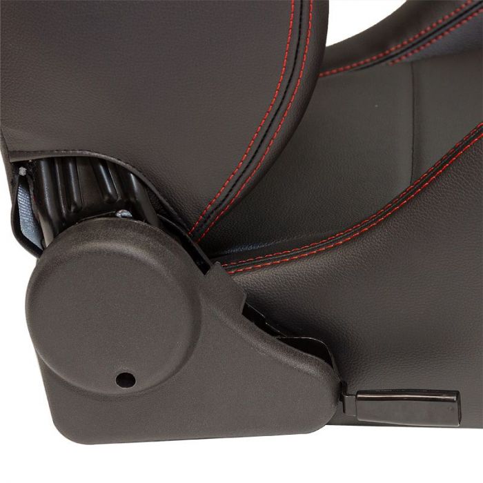 Sedile Sportivo Regolabile Eco Style SK-Import Nero e Rosso Pelle Sintetica Cuciture a Contrasto - foto 5