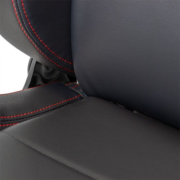 Sedile Sportivo Regolabile Eco Style SK-Import Nero e Rosso Pelle Sintetica Cuciture a Contrasto - foto 6