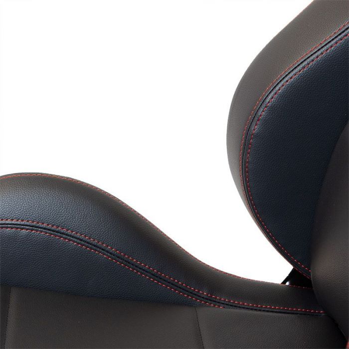 Sedile Sportivo Regolabile Eco Style SK-Import Nero e Rosso Pelle Sintetica Cuciture a Contrasto - foto 7
