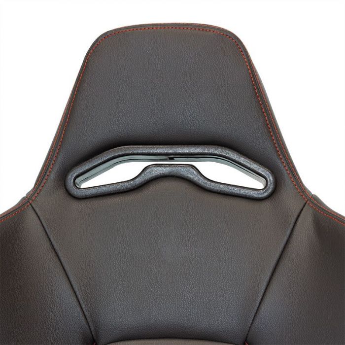 Sedile Sportivo Regolabile Eco Style SK-Import Nero e Rosso Pelle Sintetica Cuciture a Contrasto - foto 8