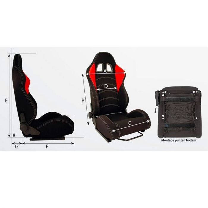 Sedile Sportivo C Style SK-Import Regolabile Nero Tessuto - foto 2