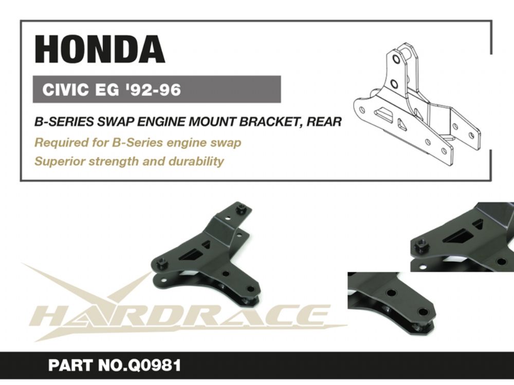Staffa posteriore per supporto motore B-series Hardrace Honda Civic EG – 1 pezzo – foto 2