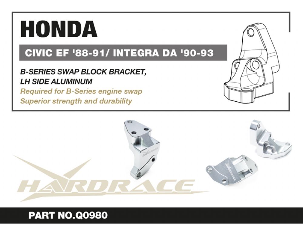Staffa sinistra per supporto motore B-series Hardrace Honda Civic e CRX EF e Integra DA – 1 pezzo – foto 2