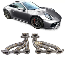 Inox acciaio racing Collettore di scarico per Porsche 992 Carrera 3.0L da anno 2019