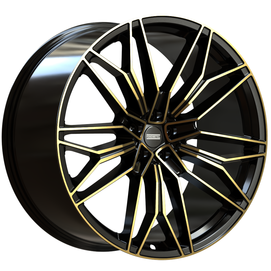 Cerchio in Lega Fondmetal SUPER TUNING STC-23 23x10 ET32 5x112 BLACK CLEARCOAT GLOSSY GOLD MACHINED