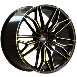 Cerchio in Lega Fondmetal SUPER TUNING STC-23 23x10 ET32 5x112 BLACK CLEARCOAT GLOSSY GOLD MACHINED