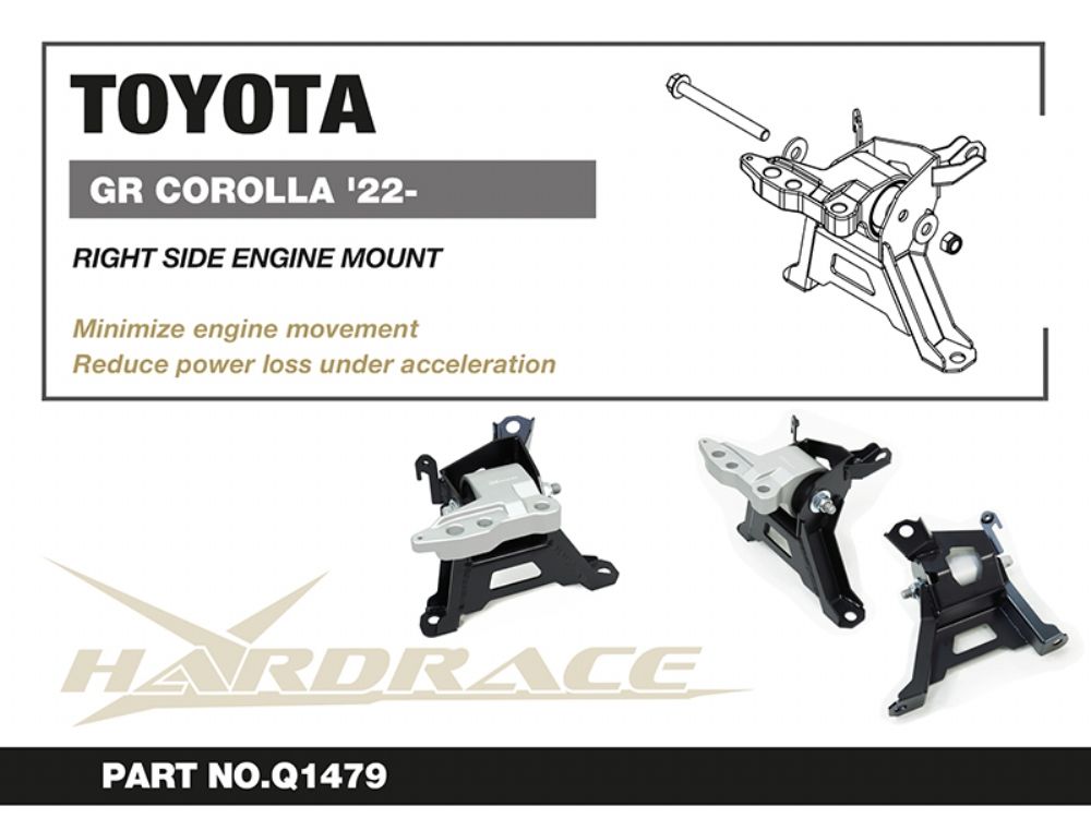 Supporto motore destro CNC Hardrace Toyota GR Corolla GZEA14 con cambio manuale a 6 marce – 1 pezzo – foto 2