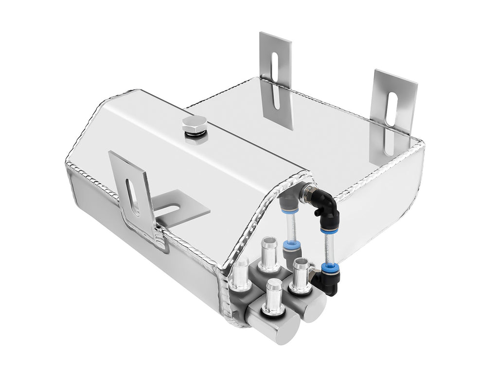Vaschetta acqua radiatore universale JR.SPEC 2L con indicatore livello in alluminio - installata