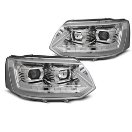 T6 tuning Set fari anteriori per Volkswagen T5 2010-2015 con cromato base, sinistro e destro