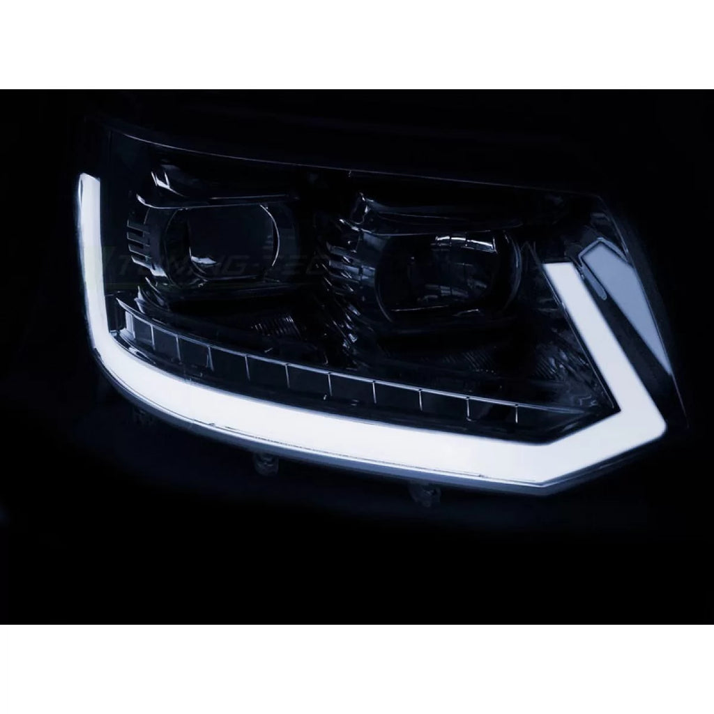 T6 tipo tuning Set fari anteriori per Volkswagen T5 2010-2015 con nero base, sinistro e destro