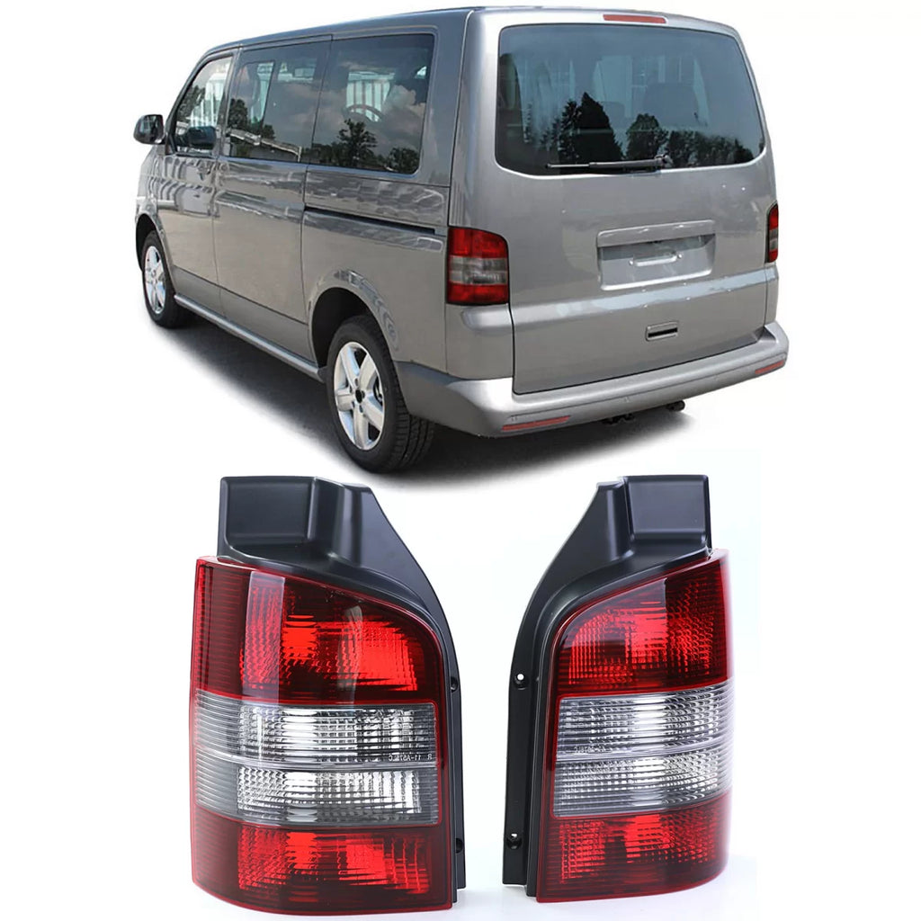 Fanali posteriori rossi nero coppia per VW T5 Bus + Transporter con portellone 03-09