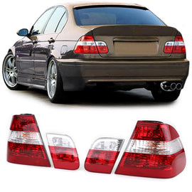 Fanali posteriori rossi trasparente restyling stile compatibile per Serie 3 BMW E46 berlina 1998-2001