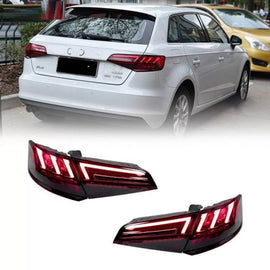 Set fanali posteriori per Audi A3 8V 2013-2019 Sportback Barra LED rosso/fumé