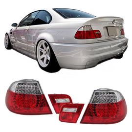Set fanali posteriori per BMW 3 E46 Coupe 99-03 LED rosso/trasparente Depo