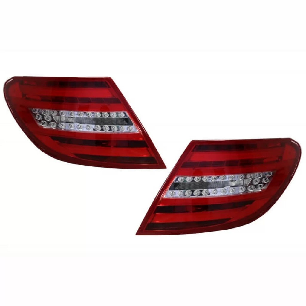 Set fanali posteriori per Mercedes-Benz Classe C W204 07-12 Barra LED restyling stile rosso/trasparente Carner