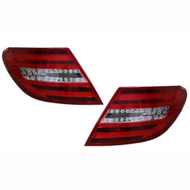 Set fanali posteriori per Mercedes-Benz Classe C W204 07-12 Barra LED restyling stile rosso/trasparente Carner