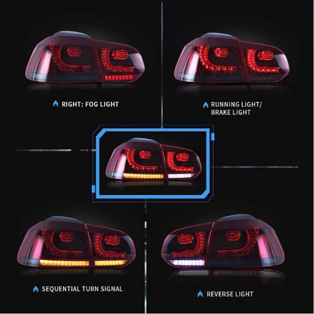 Set fanali posteriori per VW Golf VI (6) 08-12 Full LED dinamico GTI R20 stile rosso ciliegia rosso/bianco VLand
