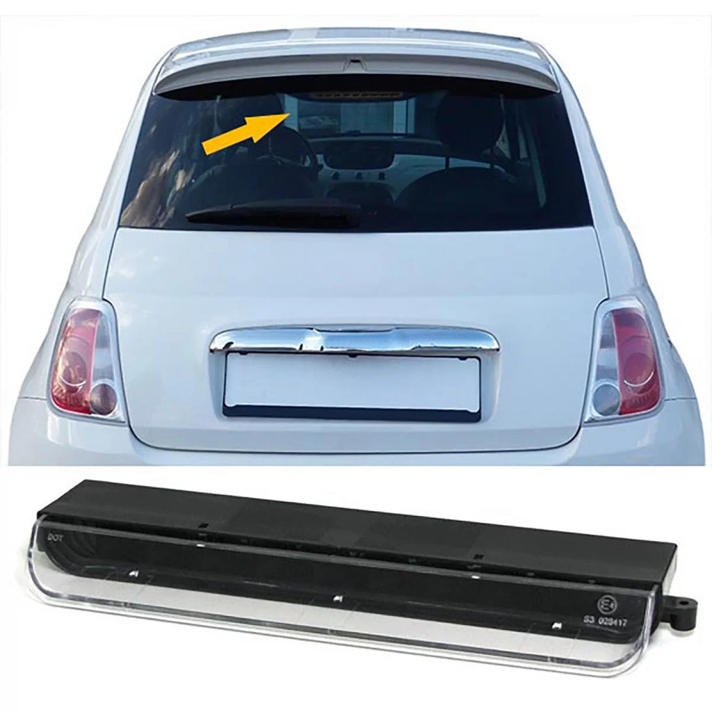 Terza LED freno luce trasparente vetro nero per Fiat 500 2007-2024