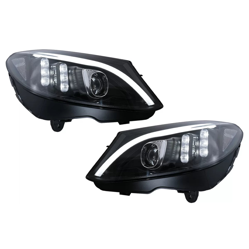 TRU LED DRL fari anteriori per Mercedes Classe C W205 S205 A205 C205 (2014-2018) nero dinamico sequenziale Indicatori