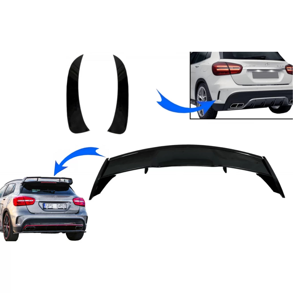 Spoiler baule con Paraurti posteriore appendici laterale alette Flics per Mercedes GLA X156 GLA45 (2014-2019)