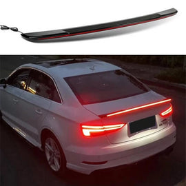 Spoiler baule per Audi A3 8VS berlina 12-20 GT stile con dinamico Led Flash/Stop Nero lucido in plastica ABS