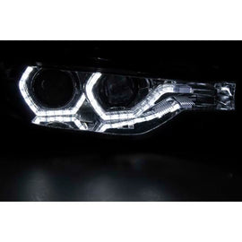 DRL kit fari anteriori per BMW Serie 3 F30 berlina, F31 Touring 2015-2018 con nero base, sinistro e destro tuning