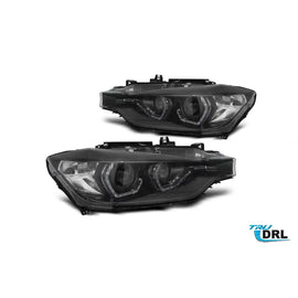 DRL kit fari anteriori per BMW Serie 3 F30 berlina, F31 Touring 2015-2018 con nero base, sinistro e destro tuning