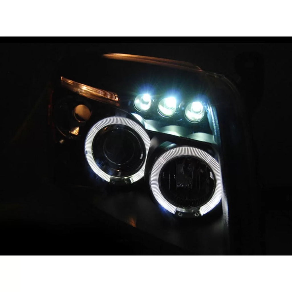 Kit fari anteriori con Angel Eyes per Dodge Caliber 2006-2012 con nero base, sinistro e destro tuning
